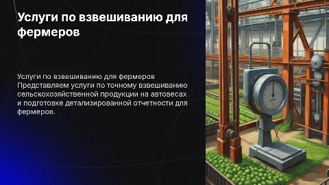 Услуги по взвешиванию продукции для фермеров на автовесах
