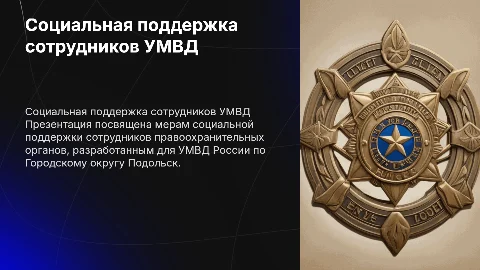 Социальная поддержка сотрудников УМВД: разработка мер