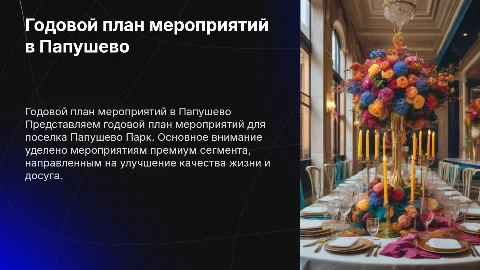 Годовой план мероприятий для поселка Папушево Парк