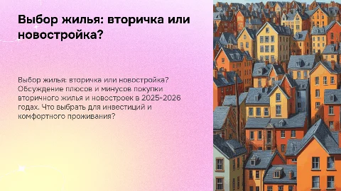 Что купить в 2025-2026: вторичку или новостройку
