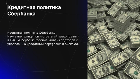 Кредитная политика коммерческого банка: Сбербанк России