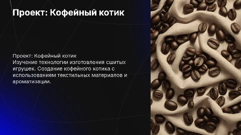 Проект по технологии: сшитая игрушка кофейного котика