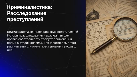 Криминалистика: Расследование нераскрытых преступлений