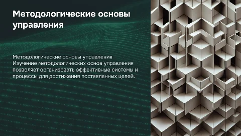 Система управления. Методологические основы управления