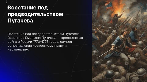 восстание под предводительством Е.Пугачева