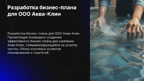 Разработка бизнес-плана для ООО Аква-Клин