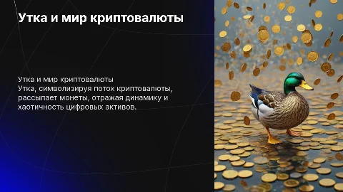 утка рассыпает криптовалюту