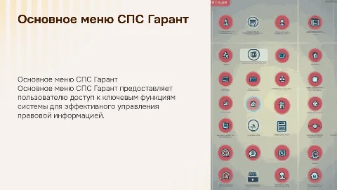 «Основное меню СПС Гарант»