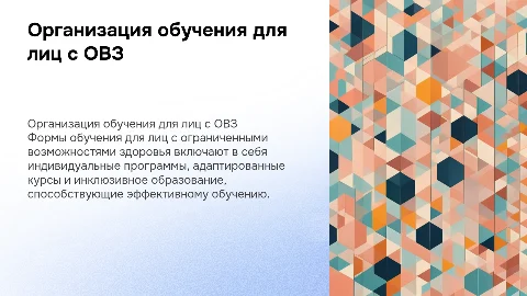 Формы организации обучения для лиц с ОВЗ