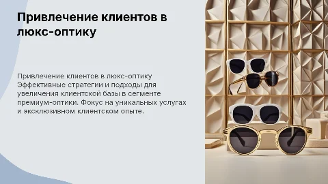 привлечение клиентов в санон оптики класса люкс