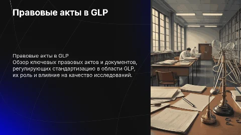 Правовые акты и стандартизация в области GLP