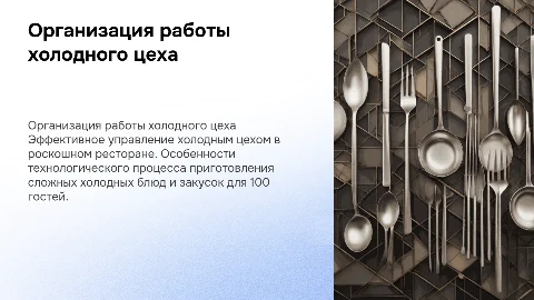 Организация работы холодного цеха в ресторане класса люкс