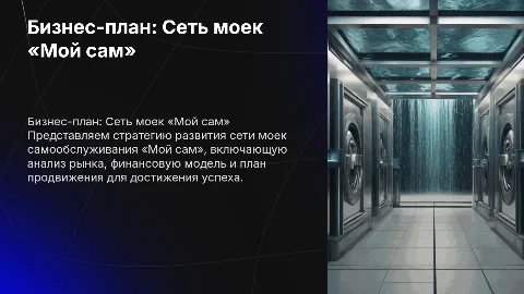 Бизнес-план: Сеть моек самообслуживания «Мой сам»