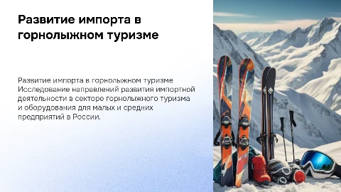 Развитие импортной деятельности МСП в горнолыжном туризме