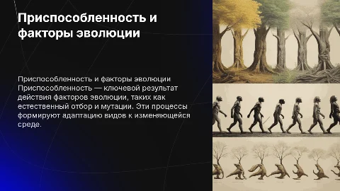Приспособленность- результат действия факторов эволюции
