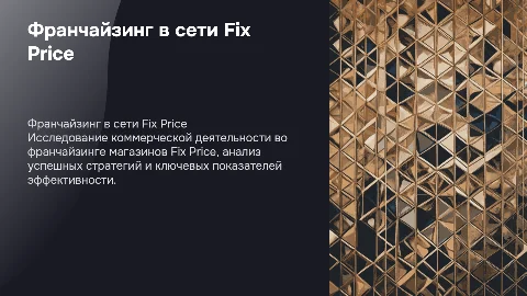 Коммерческая деятельность во франчайзинге Fix Price