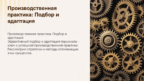 Производственная практика (Подбор, адаптация персонала)