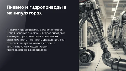 использование пневмо и гидроприводов в манимуляторах