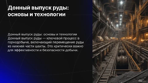 донный выпуск руды