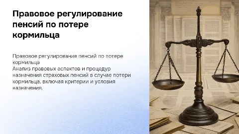 Правовое регулирование страховых пенсий по случаю потери кормильца