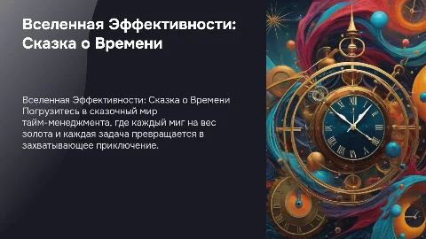 вселенная эффективности, тайм менеджмент, сказка