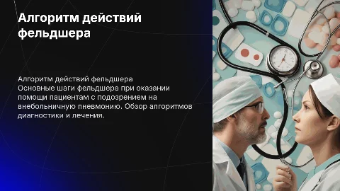 Алгоритм действий фельдшера при пневмонии: презентация