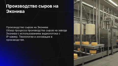 Производство сыров на заводе Эконива с видеопотоком