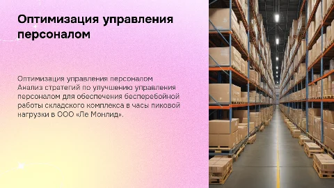 Оптимизация управления персоналом складского комплекса