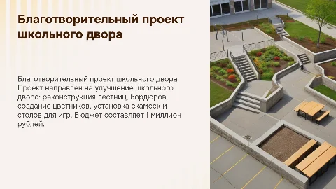 Благотворительный проект школьного двора: улучшение условий