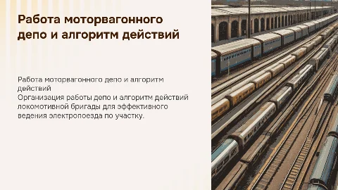 Организация работы моторвагонного депо и алгоритм действий