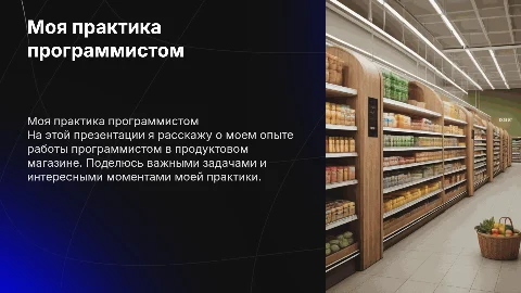 Презентация о практике программистом в продуктовом магазине