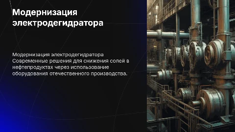 Модернизация электродегидратора для снижения солей в нефтепродукте