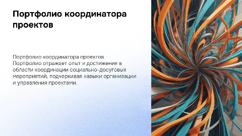 портфолио координатора социально-досуговых проектов