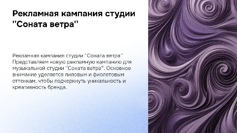 Рекламная кампания музыкальной студии "Соната ветра"