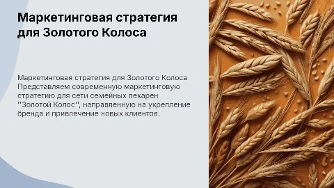 Современная презентация маркетинговой стратегии для пекарен