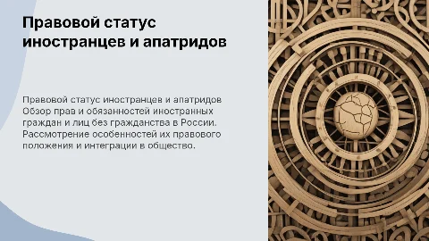 Правовой статус иностранных граждан и лиц без гражданства