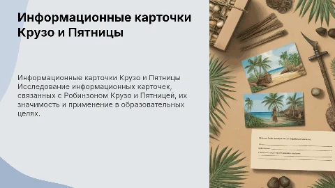 Информационные карточки с Робинзоном Крузо и Пятницей