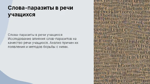 Индивидуальный проект: слова-паразиты в речи учащихся