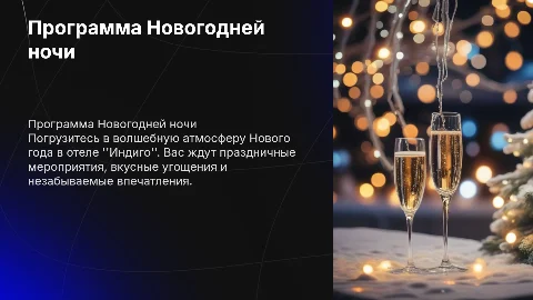 Программа Новогодней ночи в отеле "Индиго"