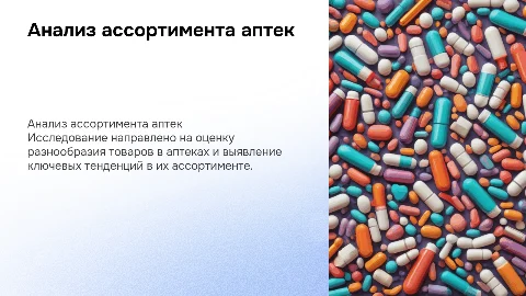 Презентация для дипломной работы: Анализ аптечного ассортимента
