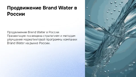 Совершенствование программы продвижения Brand Water в России