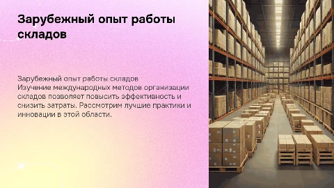 зарубежный опыт организации работы склада