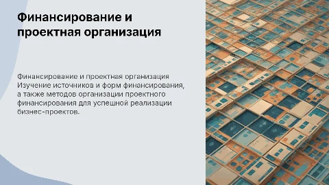 Источники финансирования и организационные формы финансирования