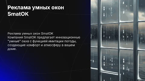Реклама компании SmatOK: умные окна с имитацией погоды